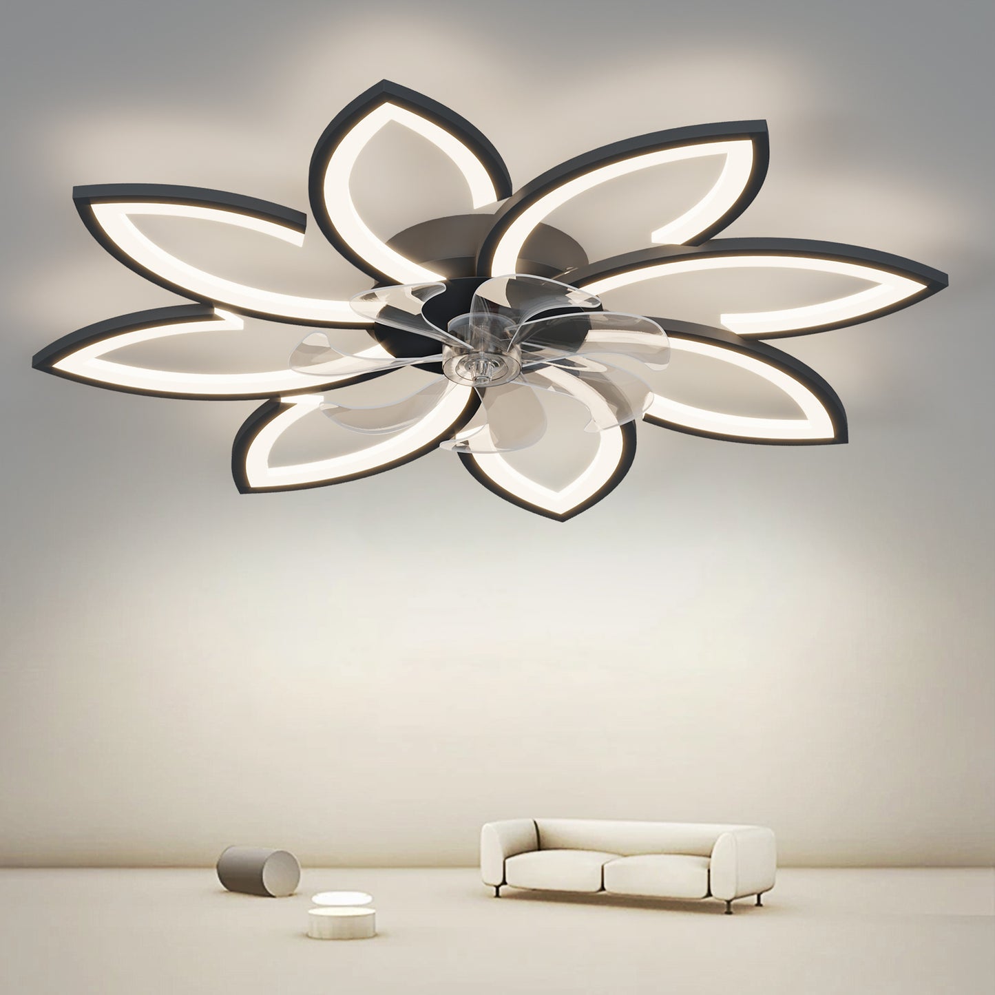 35.4In Ceiling Fan with Lights, Remote Control 3 Color Temperatures,6 Gear wind Speed Fan Light