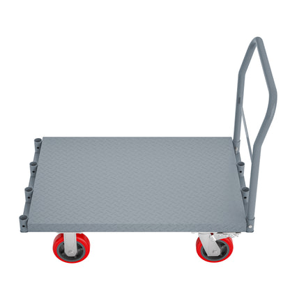 Steel Panel Truck, Heavy Duty Drywall Cart Lumber Cart Platform Truck Flat Cart, 2000lbs, 6" Swivel Brake Casters, with 1Front and 2 Side Handrails (36''x24'')