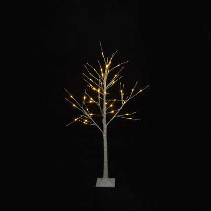 Set of Lighted Birch Tree, 4FT 48 LED/5FT 72 LED/6FT 96 LED Artificial Tree with Warm White Lights, Christmas Tree for Decoration Inside and Outside