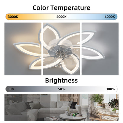 30.7In Ceiling Fan with Lights, Remote Control 3 Color Temperatures,6 Gear wind Speed Fan Light