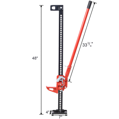 High Lift Farm Jack, 48" Utility Farm Jack, 7000 lbs Capacity Ratcheting Off Road Utility Jack, Heavy-Duty Farm Jack for Tractor, Truck, SUV, Bumper Lift, RED