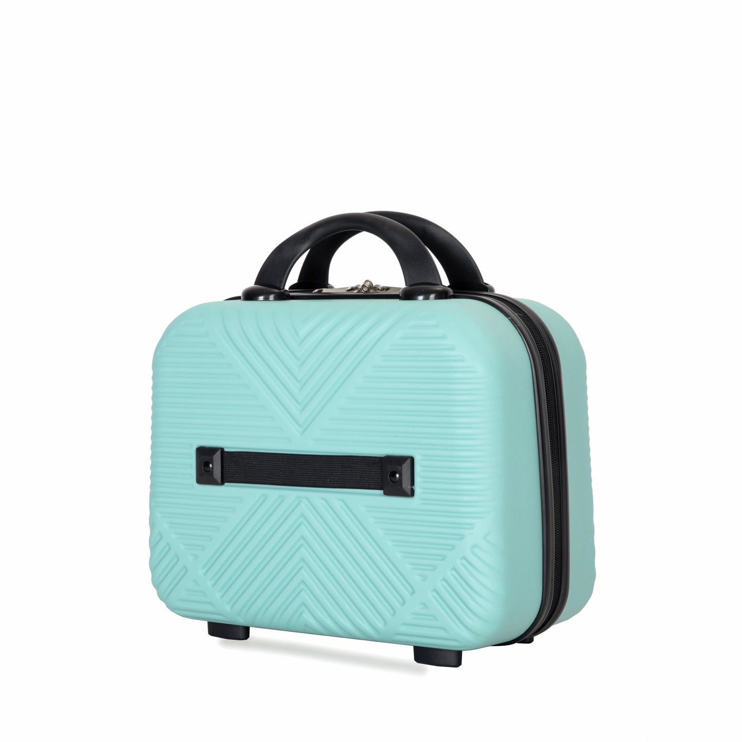 4-piece ABS lightweight suitcase, 14 inch makeup box, aircraft wheels (14/20/24/28) LIGHT BLUE