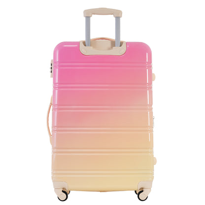 Hardshell Luggage Sets 3 Piece Gradient Color Expandable Suitcase with Spinner Wheels and TSA Lock Lightweight 20" 24" 28" Available,Pink and Yellow