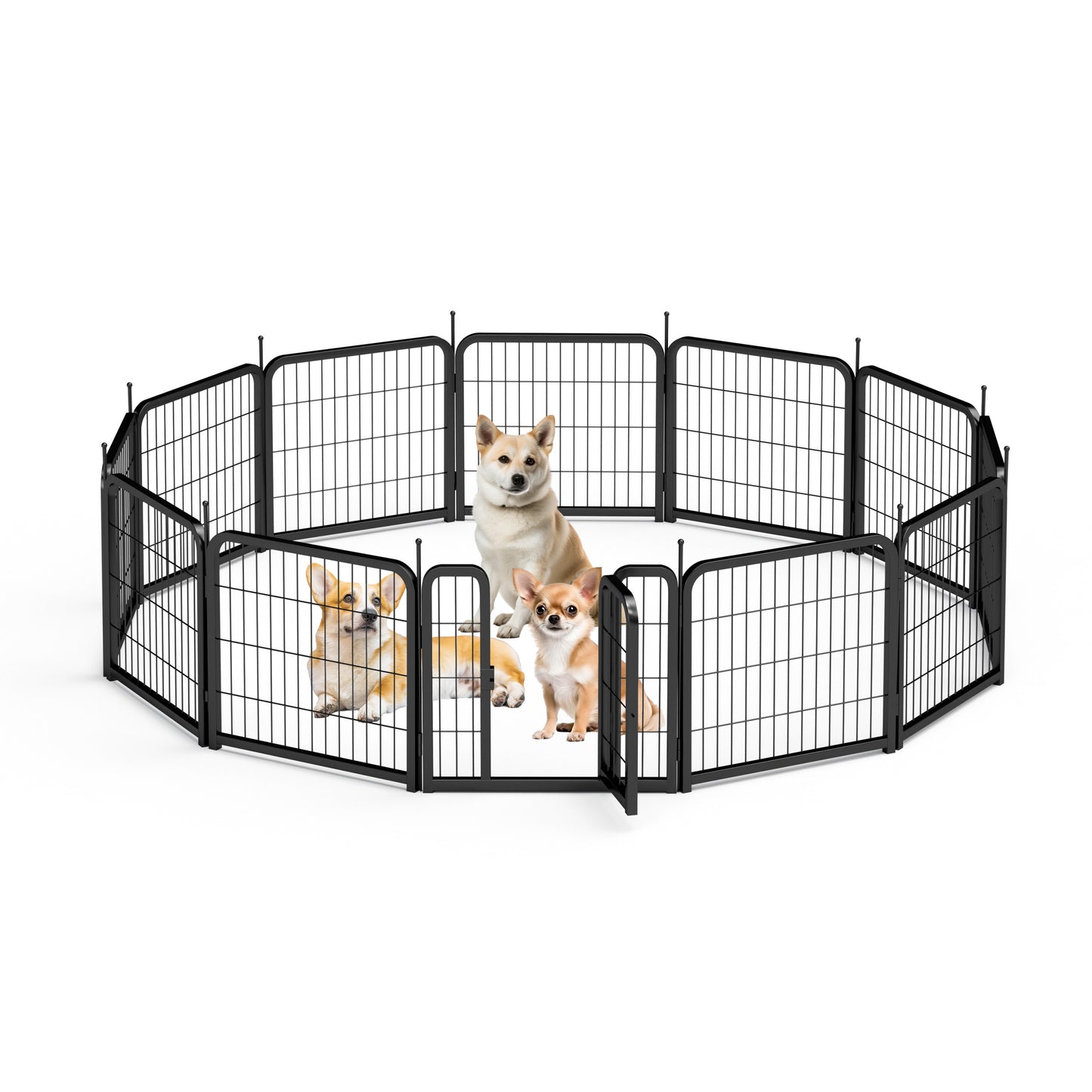 Dog Playpen Outdoor, 12 Panel Dog Fence 24" Pet Pen for Small Dogs Pet Exercise Pen for Puppy/Rabbit/Small Animals Portable Playpen for RV Camping Garden Yard, Indoor. Black, 22.2'' W x 23.6'' H.