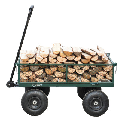 Wagon Cart Garden cart trucks make it easier to transport firewood (green)