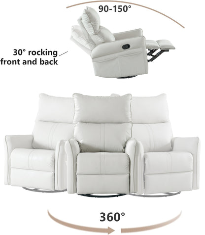 Rocking Recliner Chair,360 ° Swivel Nursery Rocking Chair,Glider Chair,Modern Small Rocking Swivel Recliner Chair for Bedroom,Living Room Chair Home Theater Seat,Side Pocket(Light Gray+360°Swivel)