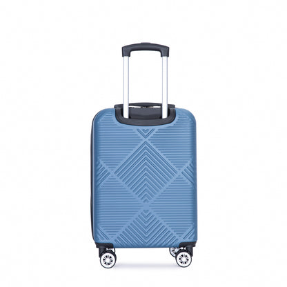 4-piece ABS lightweight suitcase, 14 inch makeup box, aircraft wheels (14/20/24/28) BLUE