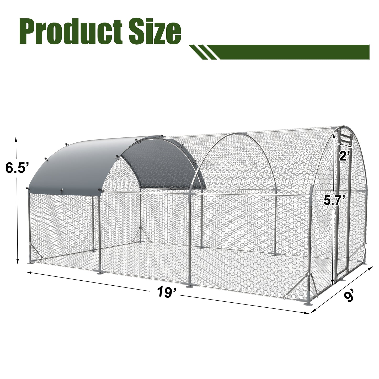 Large metal chicken coop upgrade three support steel wire impregnated plastic net cage, Oxford cloth silver plated waterproof UV protection, duck rabbit sheep bird outdoor house 9.2'W x 18.7'L x 6.5'H