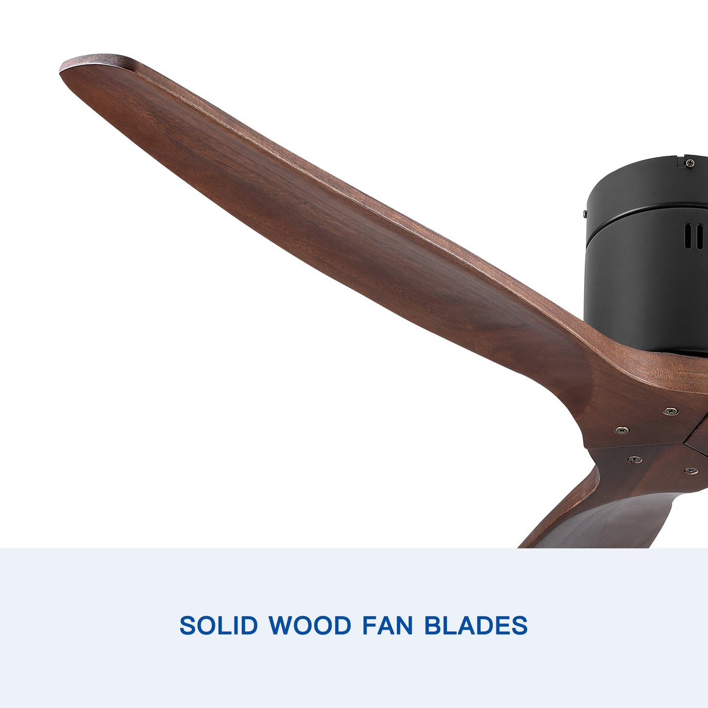 52" YUHAO Farmhouse Rustic Ceiling Fan without Light - Matte Black with Solid Wood Blade