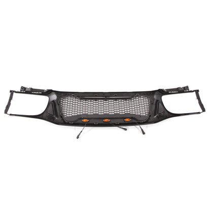 Front Grille Fit For 2001-2004 Toyota Tacoma Mesh Honeycomb Grill with 3 LED Lights