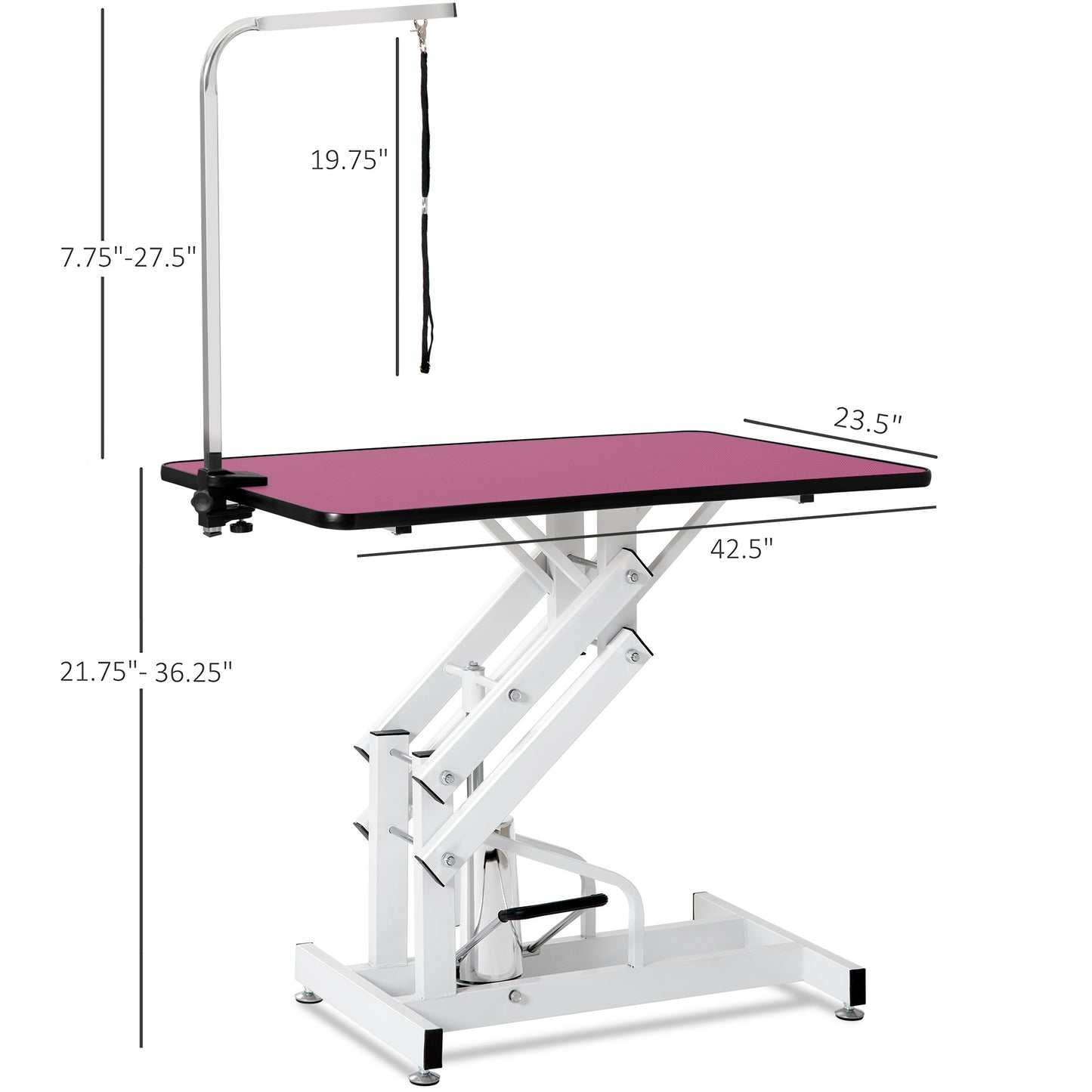 42.5INCH HYDRAULIC PET GROOMING TABLE PINK COLOR