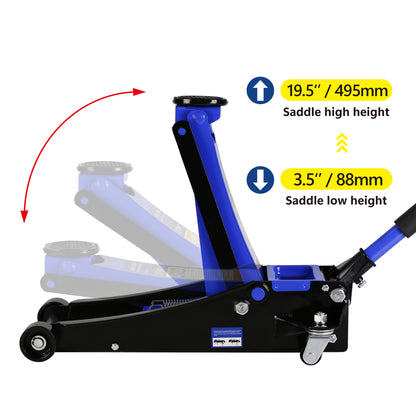 2.5 Ton Low Profile Floor Jack, Steel Racing Floor Jack with Dual Pistons Quick Lift Pump, Hydraulic floor jack Lifting range 3.5"-19.5"