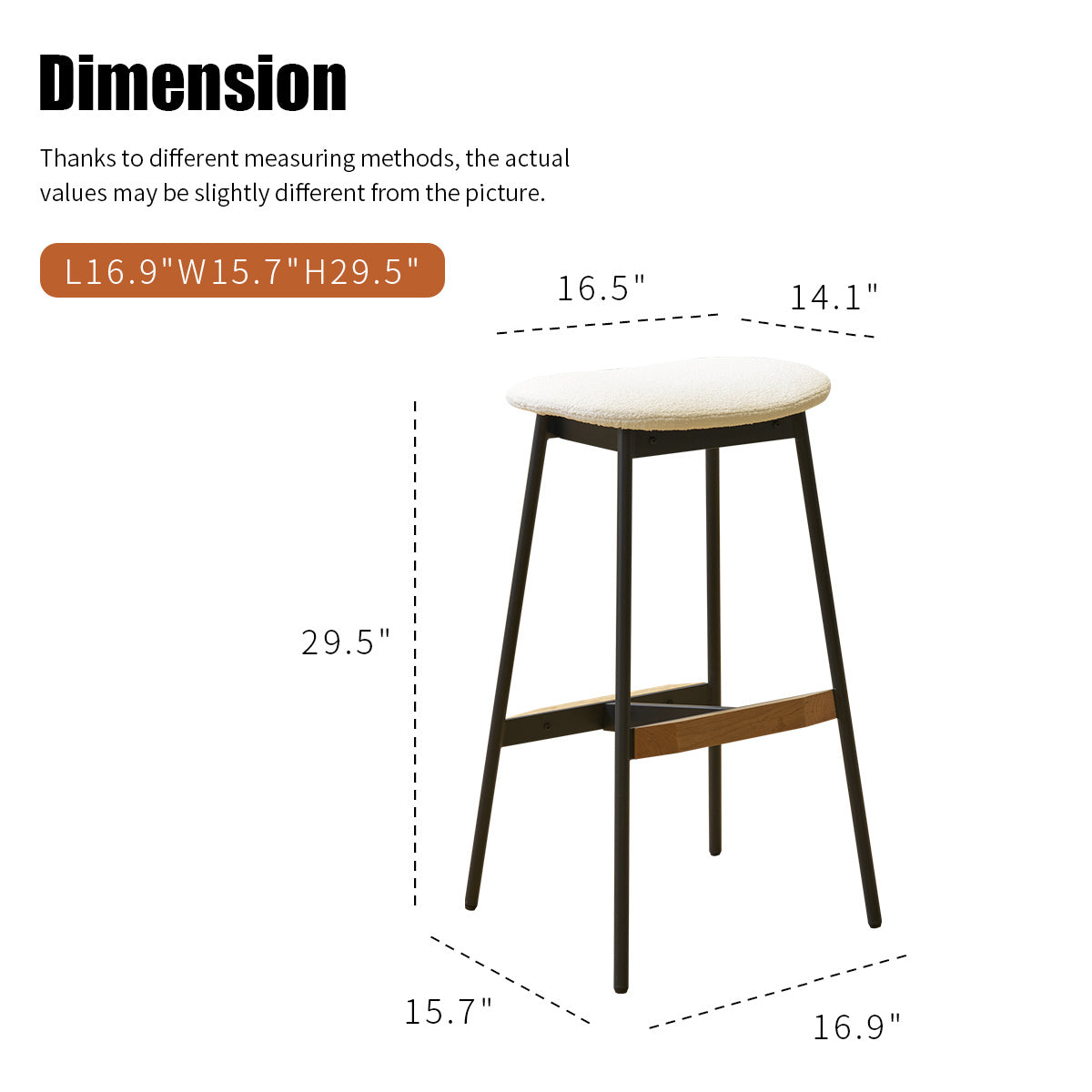 Modern Set of 2 Bar Stools Comfortable & Stylish Counter Height and Bar Height Bar Stools,Soft Fabric Upholstered, Backless for Kitchen, Dining Room Bar Chairs