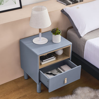 Single drawer bedside table, modern style bedside table, wooden bedside table, bedside table with drawer, side table with drawer, compact bedside table, Nordic style bedside table