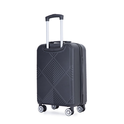 4-piece ABS lightweight suitcase, 14 inch makeup box, aircraft wheels (14/20/24/28) BLACK