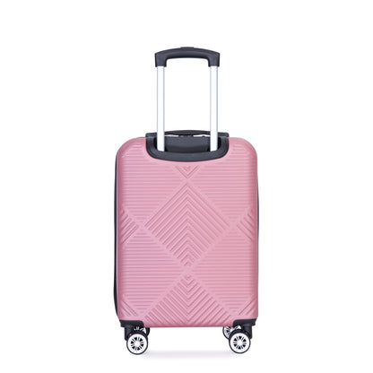 4-piece ABS lightweight suitcase, 14 inch makeup box, aircraft wheels (14/20/24/28) PINK